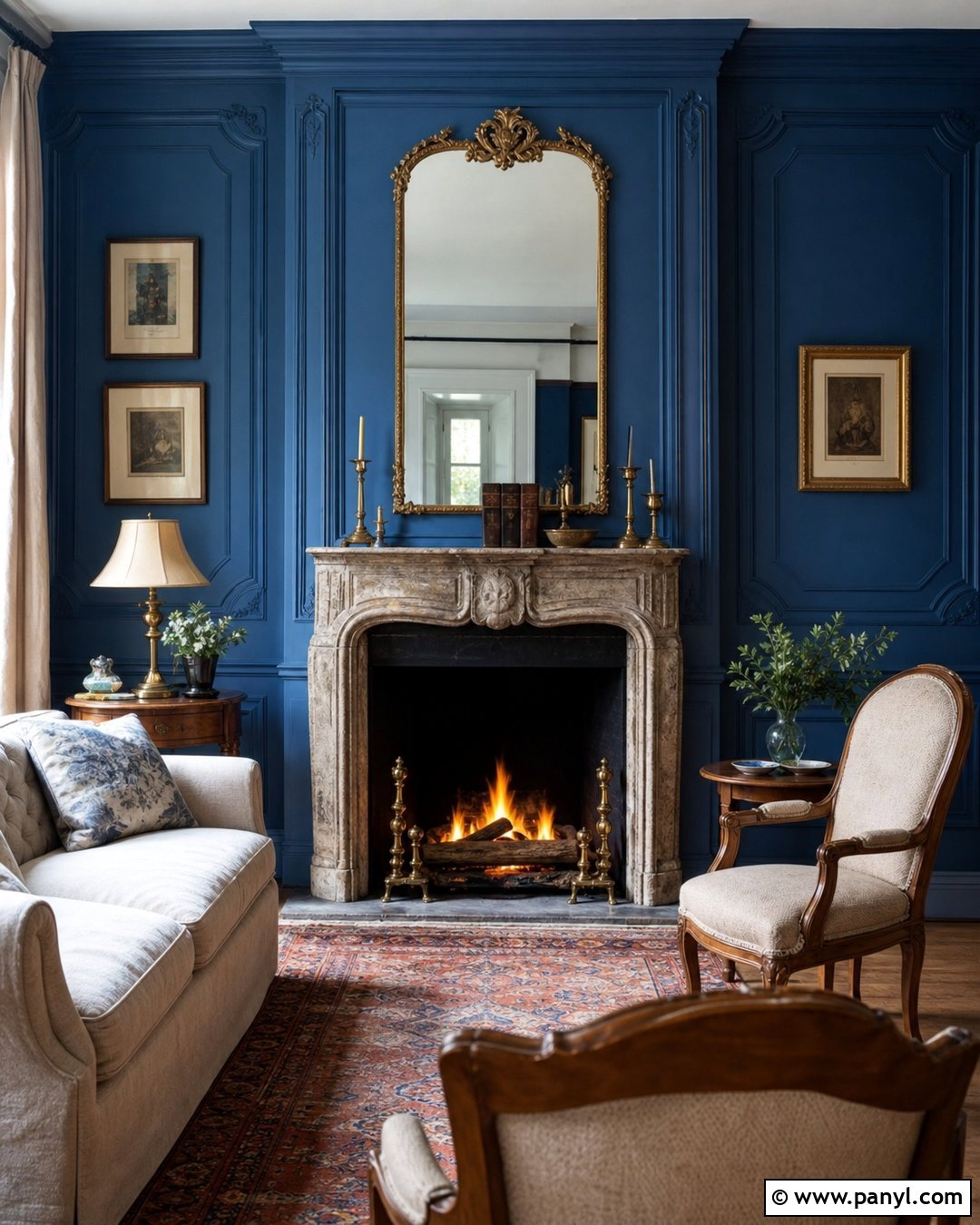 Vintage Blue Fireplace Wall - 25 Vintage Blue Wall Ideas
