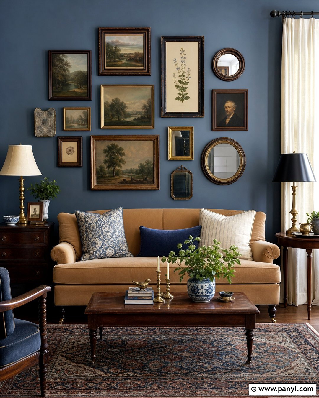 Vintage Blue Gallery Wall - 25 Vintage Blue Wall Ideas