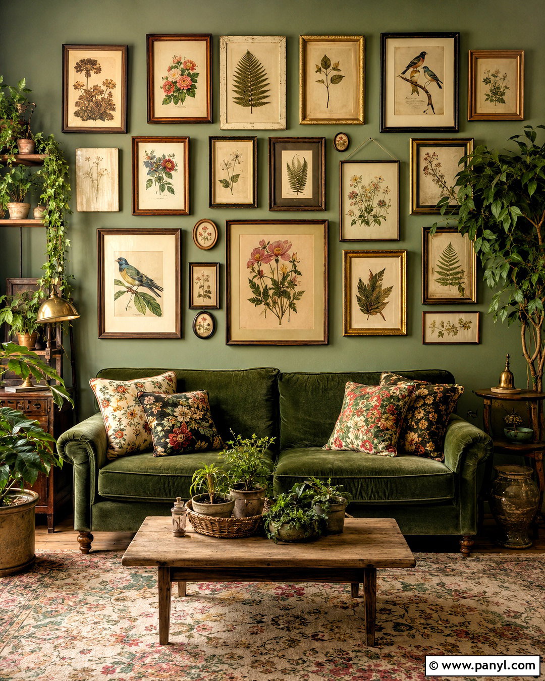 Vintage Botanical Gallery Wall - 20 maximalist gallery wall ideas