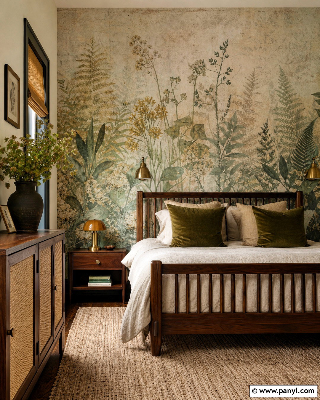 Vintage Botanical Wall Mural - 20 retro wall mural ideas