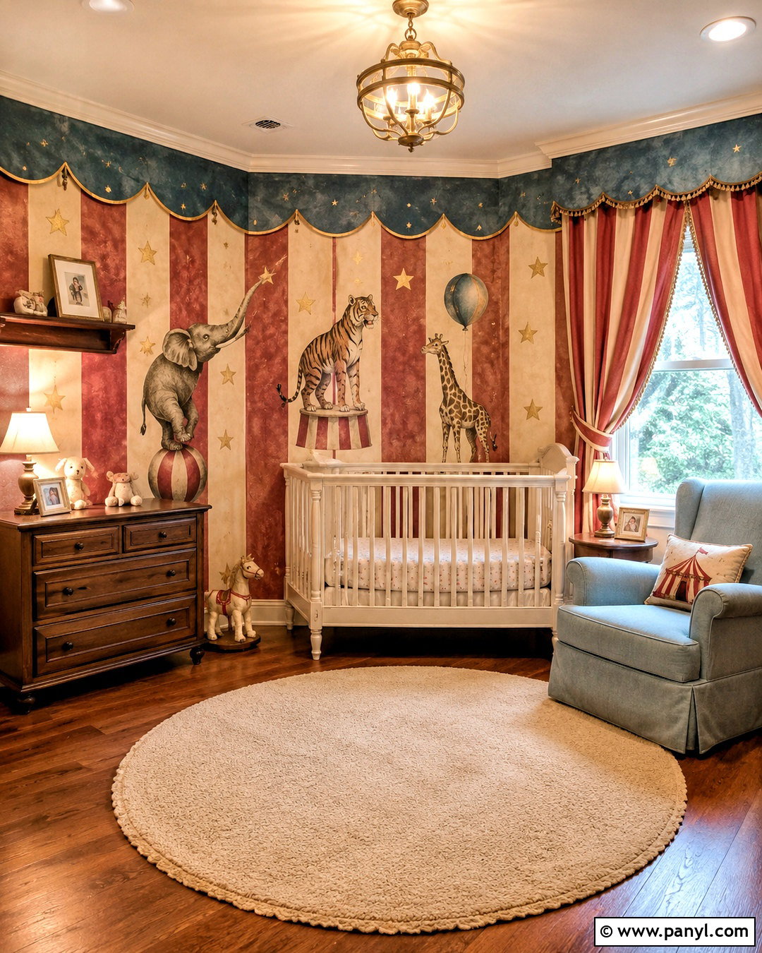 Vintage Circus Nursery Wall - 20 nursery wall painting ideas