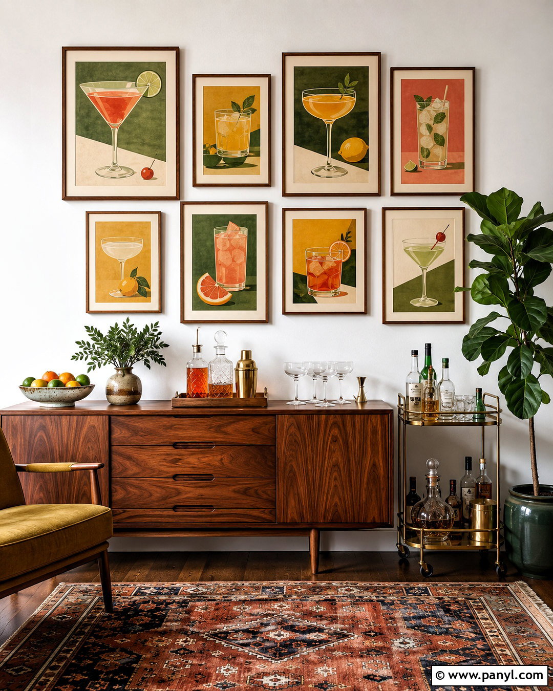 Vintage Cocktail Gallery Wall - 20 cocktail wall ideas