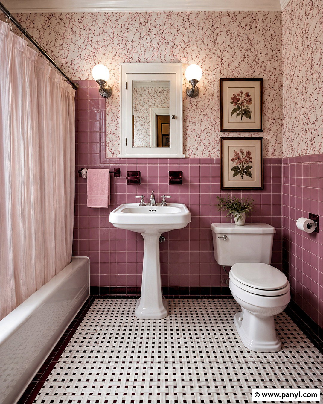 Vintage Dark Pink Bathroom - 20 dark pink bathroom ideas