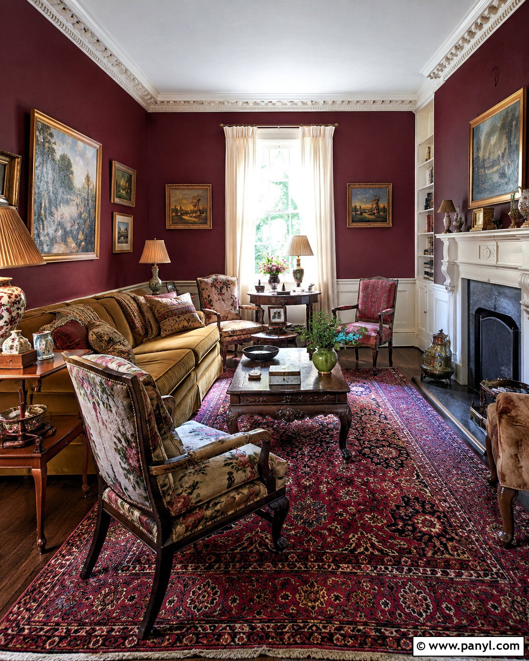Vintage Dark Red Sitting Room - 20 dark red room ideas