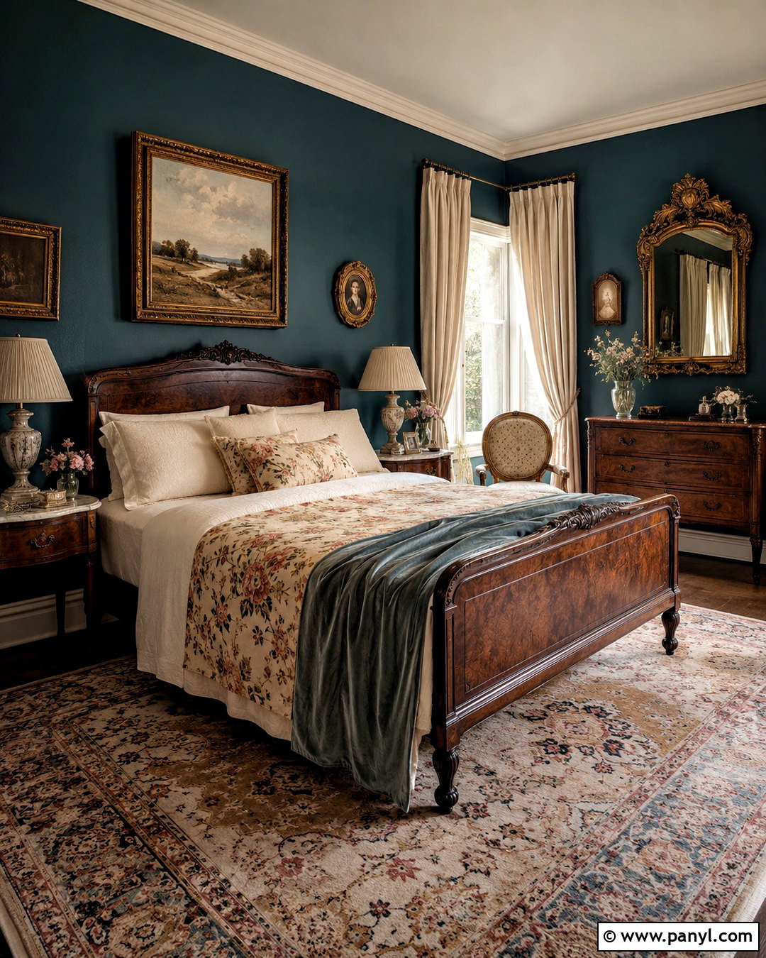 Vintage Dark Teal Bedroom - 20 dark teal bedroom ideas