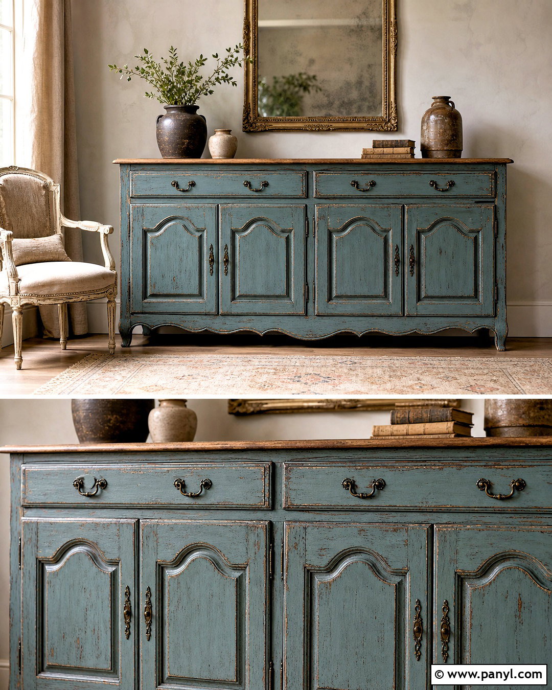 Vintage Distressed Sideboard - 20 sideboard makeover ideas