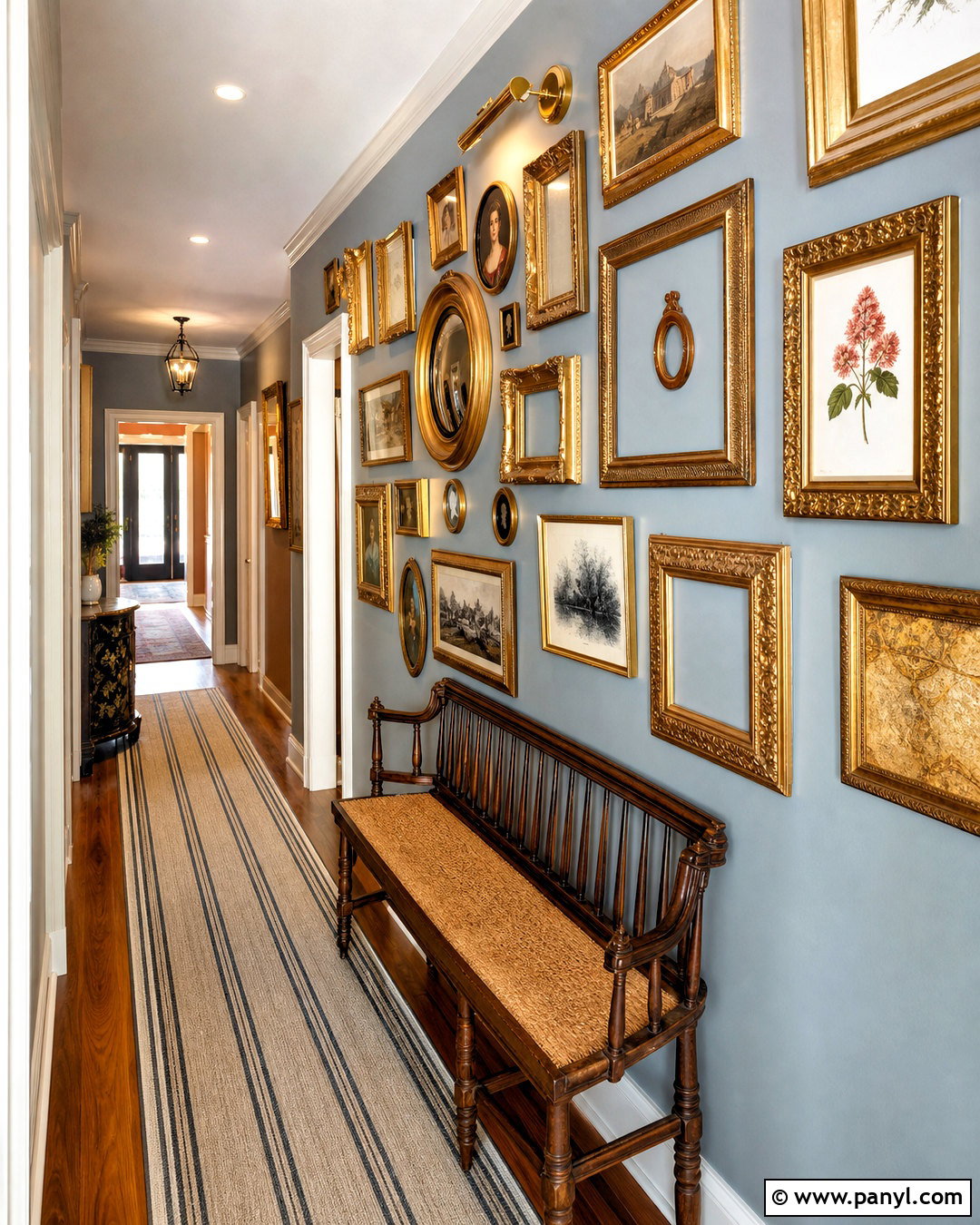 Vintage Gold Frame Wall - 20 golden wall decor ideas