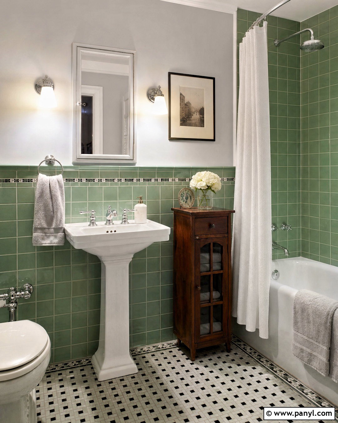 Vintage Gray and Green Bathroom - 20 gray and green bathroom ideas