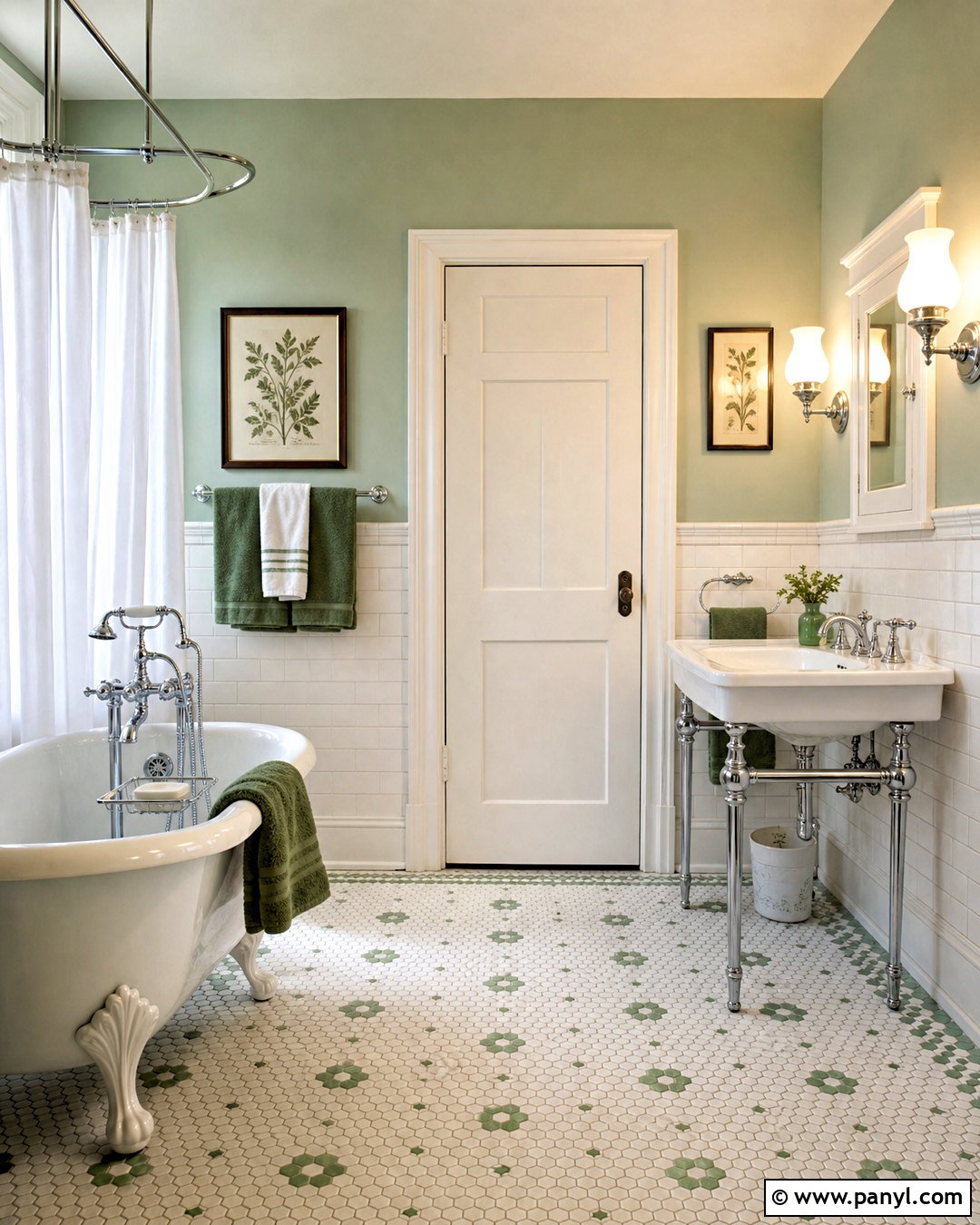 Vintage Green and White Bathroom - 20 green and white bathroom ideas