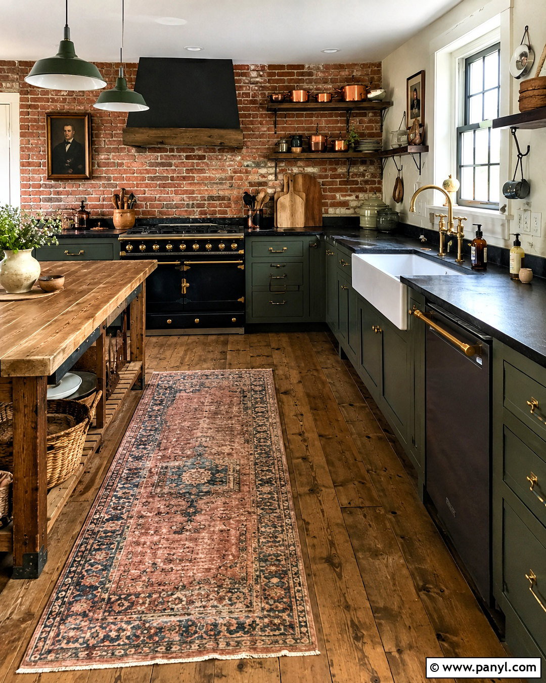 Vintage Kitchen With Red Brick Walls - 20 Vintage Kitchen With Red Walls