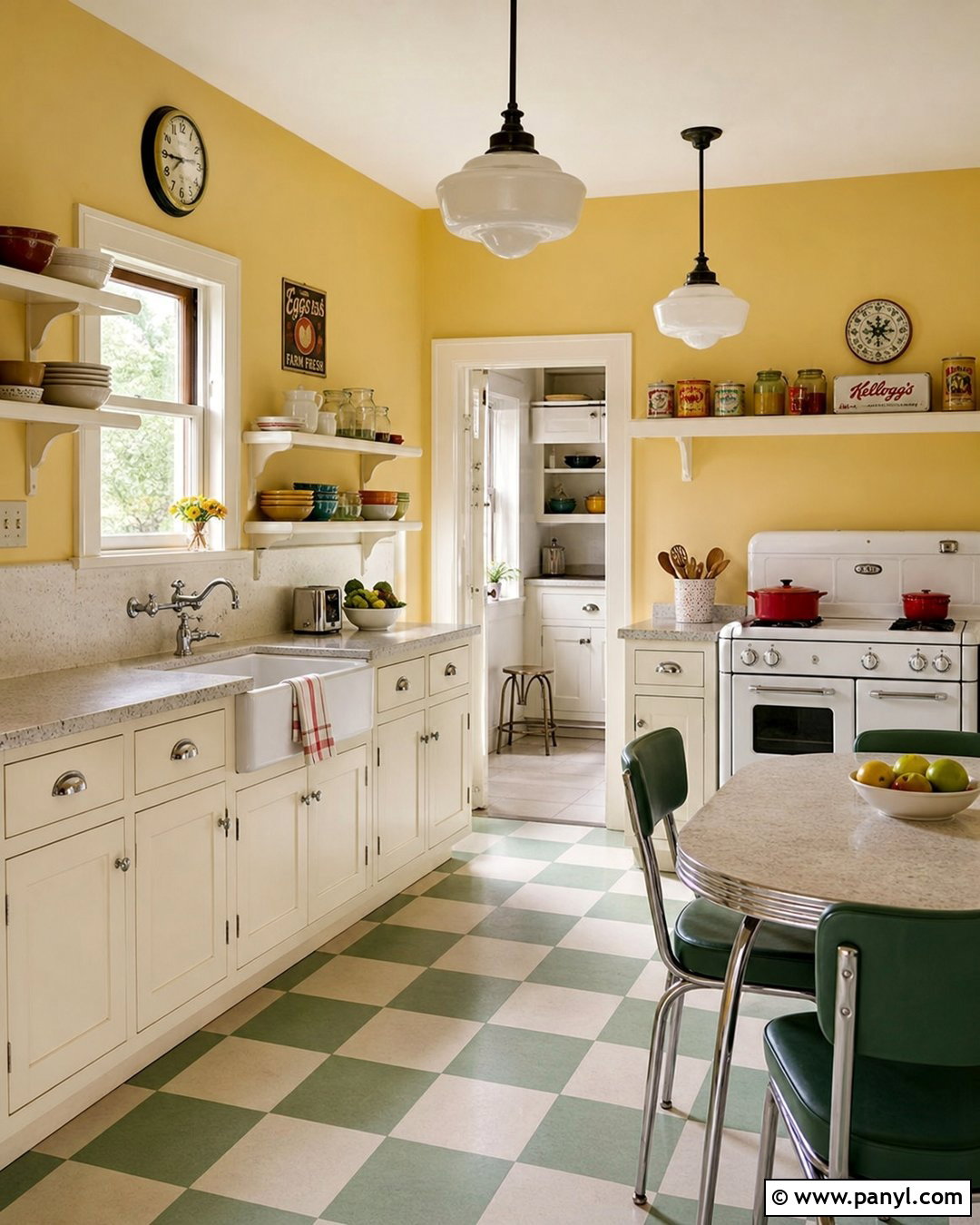 Vintage Kitchen With Yellow Walls - 30 Kitchen Yellow Walls