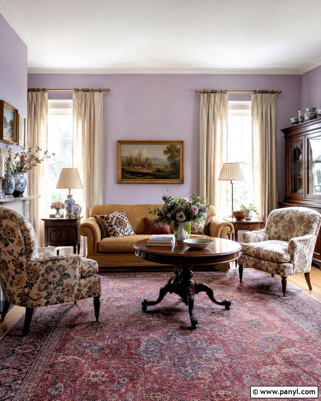 Vintage Lilac Living Room - 20 lilac interior ideas