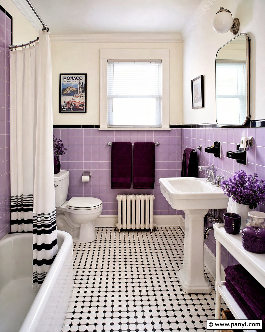 Vintage Lilac Tile Bathroom - 20 purple bathroom aesthetic ideas