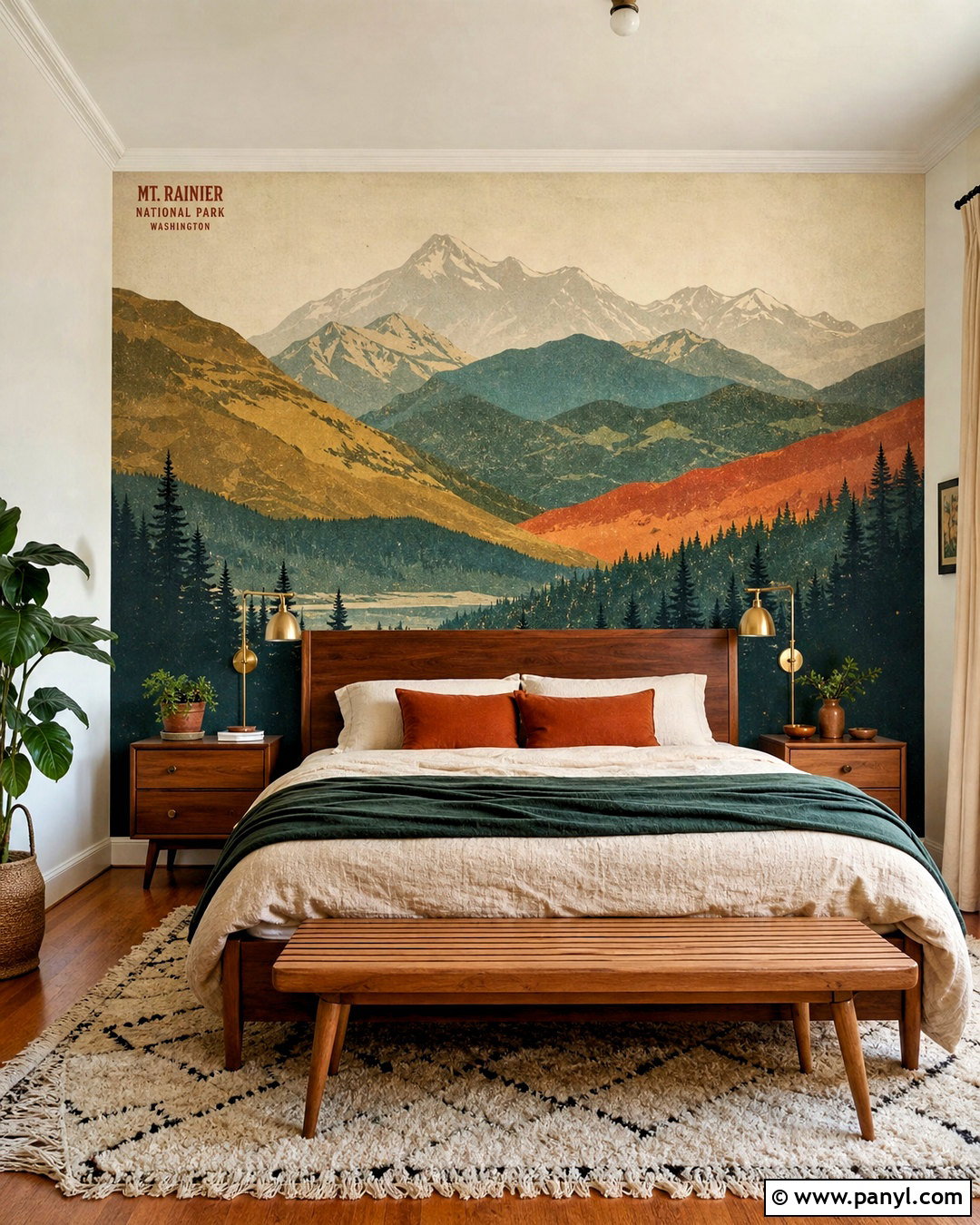 Vintage Mountain Wall Mural - 20 retro wall mural ideas