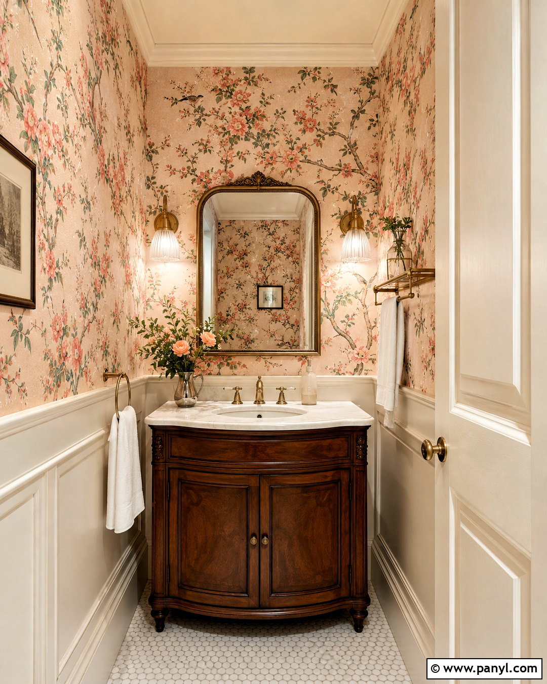 Vintage Peach Wallpaper Powder Room - 20 cute peach wallpaper ideas