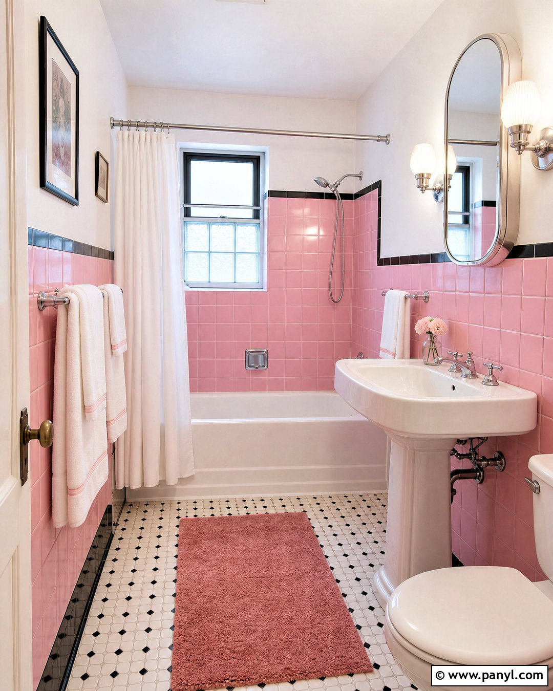 Vintage Pink Tile Bathroom - 20 white and pink bathroom ideas