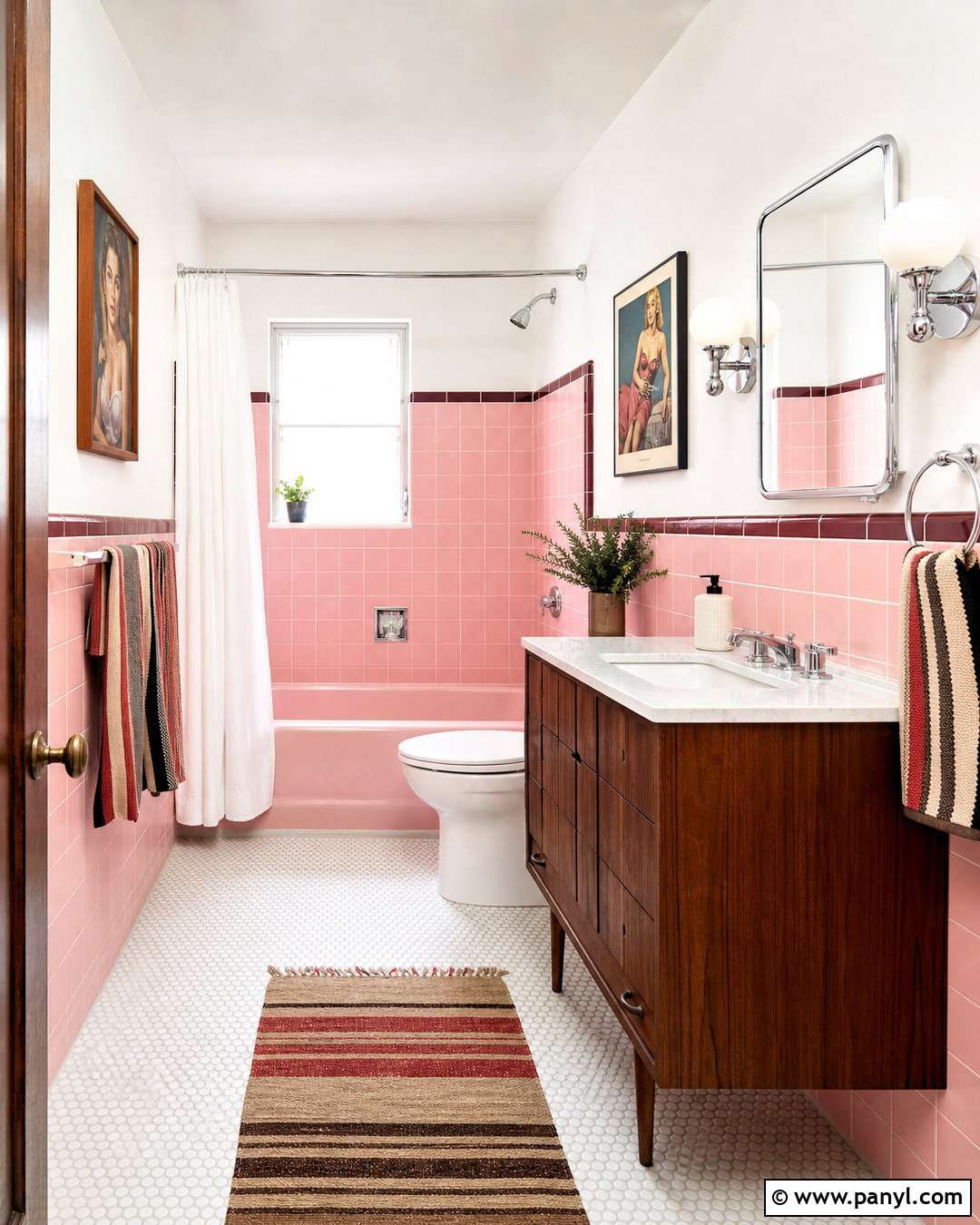 Vintage Pink Tile Bathroom - 20 pink bathroom inspo ideas