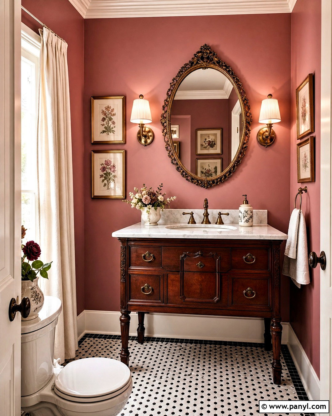 Vintage Powder Room - 20 small powder room ideas