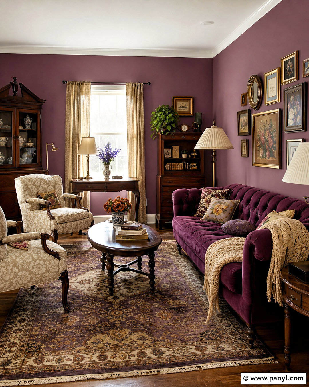 Vintage Purple Living Room - 20 purple room design ideas
