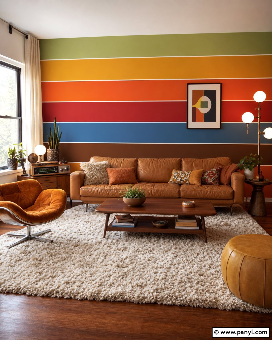 Vintage Rainbow Stripe Wall - 30 Rainbow Stripe Wall Ideas