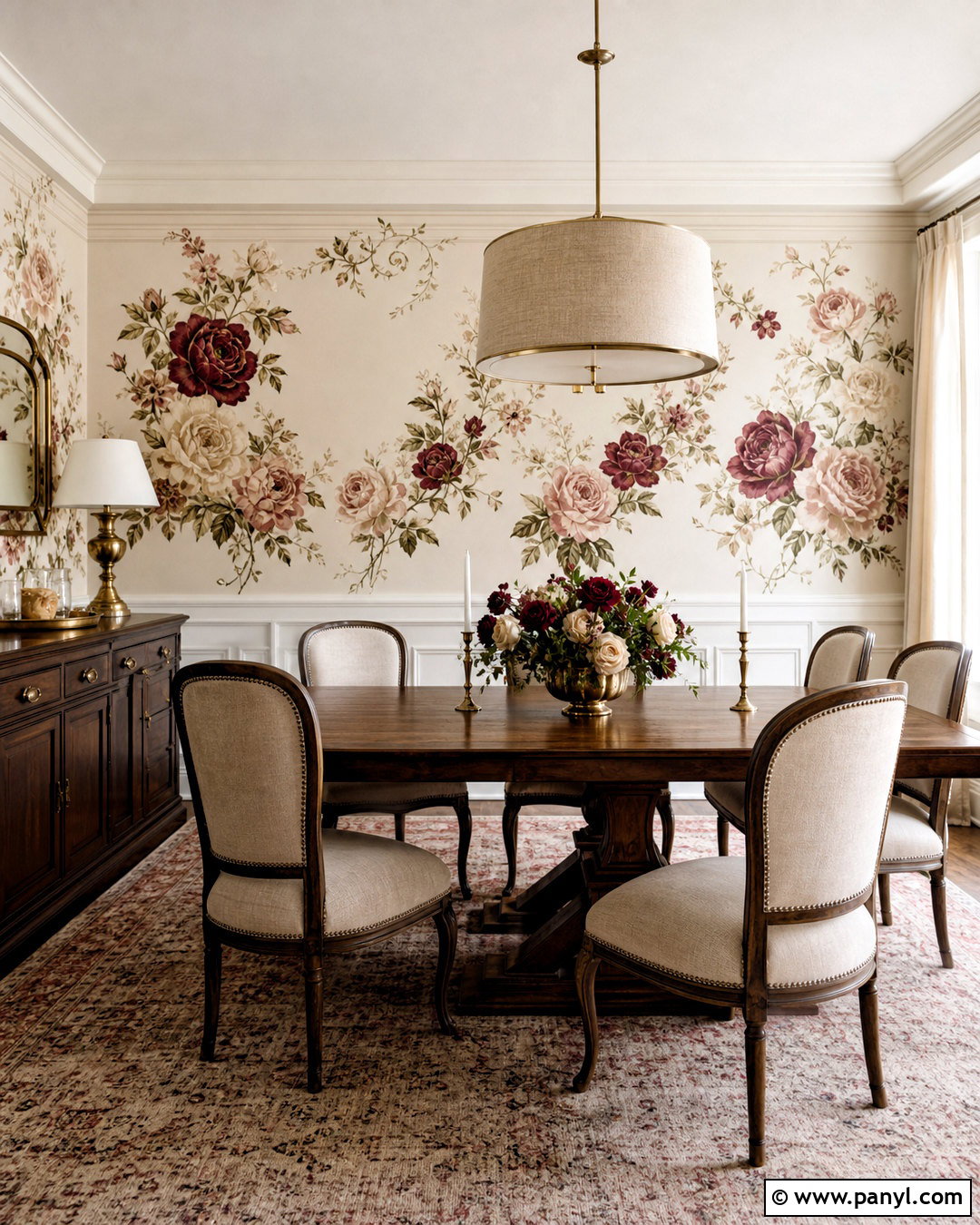 Vintage Rose Floral Wall Decals For Dining Room - 20 floral wall decals