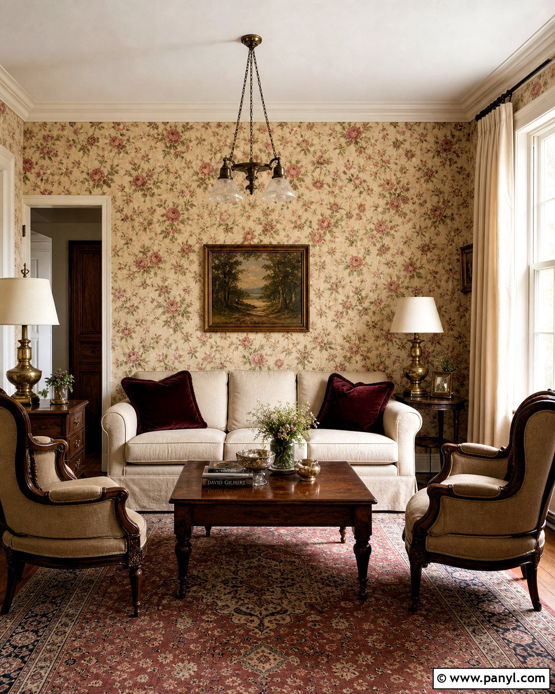 Vintage Rose Floral Wallpaper - 20 floral wallpaper living room ideas