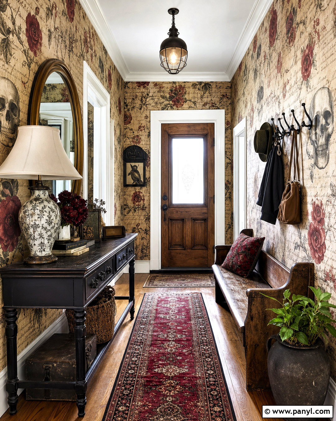 Vintage Skull And Rose Wallpaper Entryway - 20 skull and rose pattern wallpaper ideas
