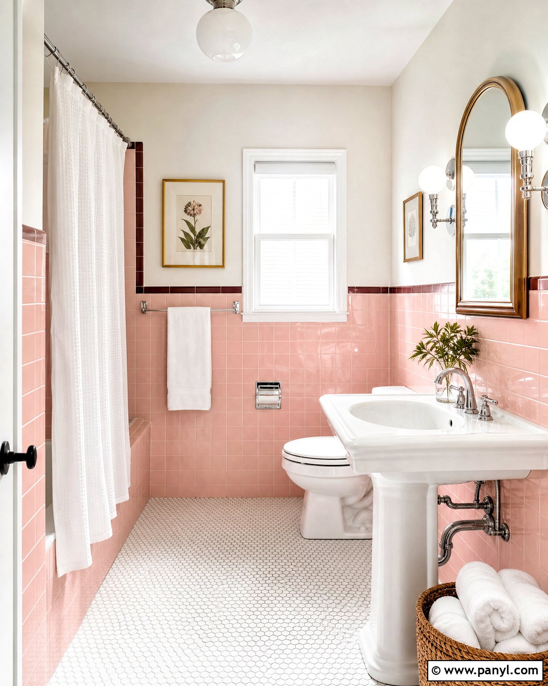 Vintage Soft Pink Tile Bathroom - 20 soft pink bathroom ideas