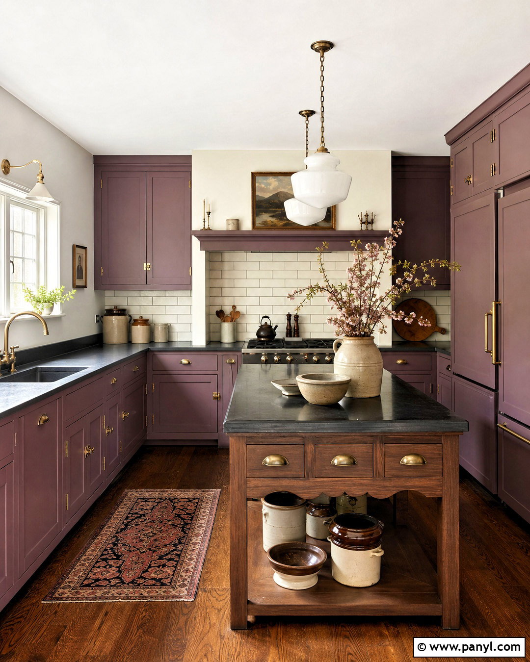 Vintage Violet Kitchen With Cream Walls - 20 violet kitchen ideas