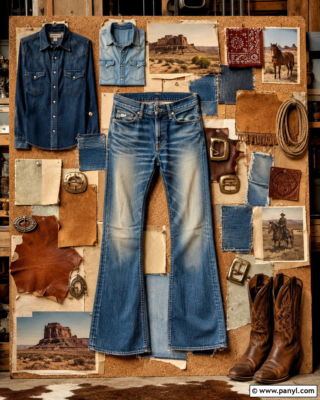 Vintage Western Denim Board - 20 denim inspiration board ideas