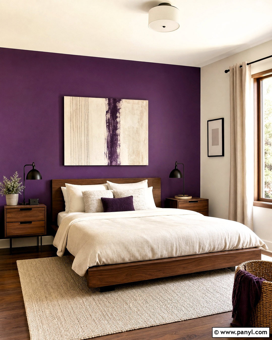 Violet Accent Wall Bedroom - 20 violet room ideas bedrooms