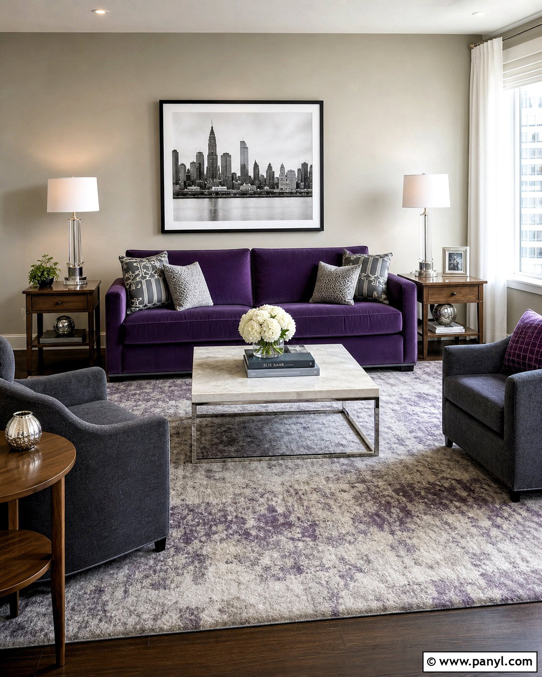 Violet And Gray Living Room - 20 violet room ideas