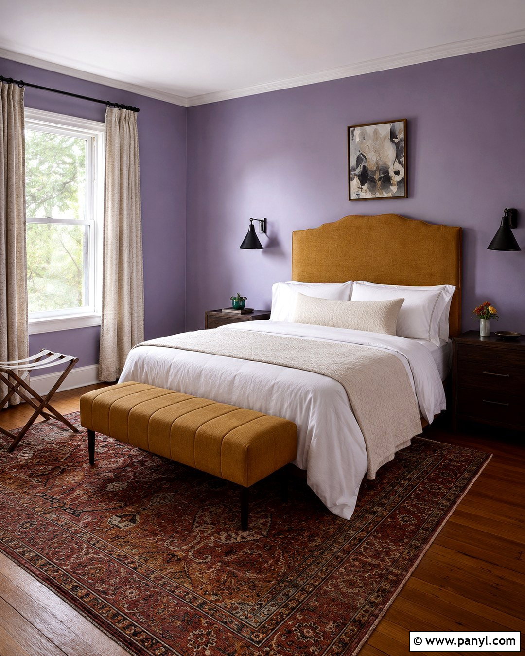 Violet And Mustard Guest Room Walls - 20 Violet Color Wall Ideas