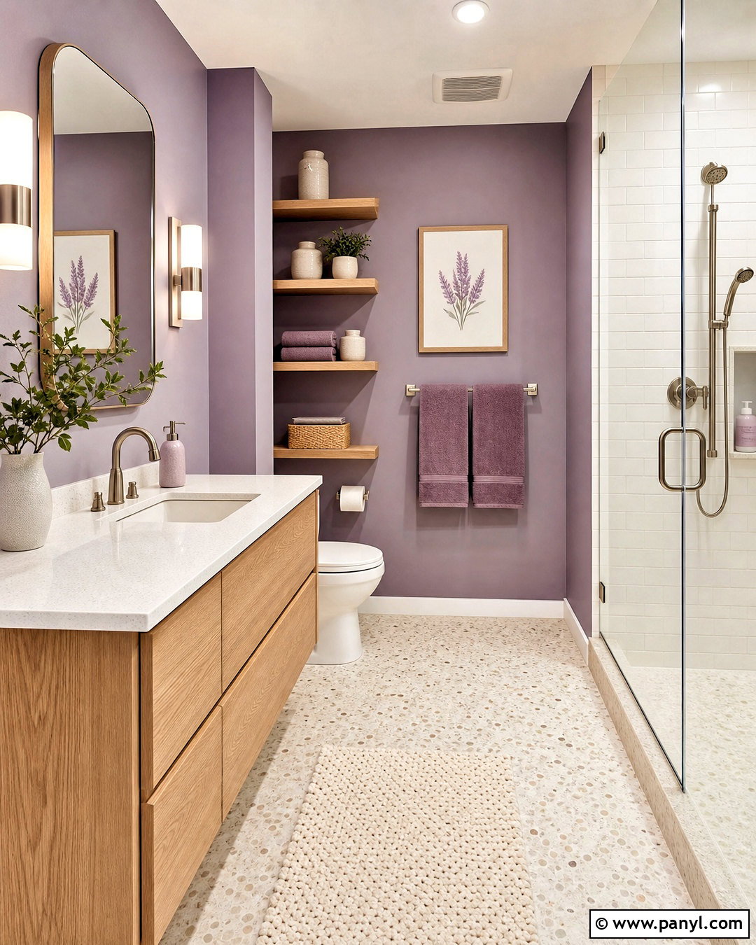 Violet And Natural Wood Bathroom - 20 violet bathroom ideas