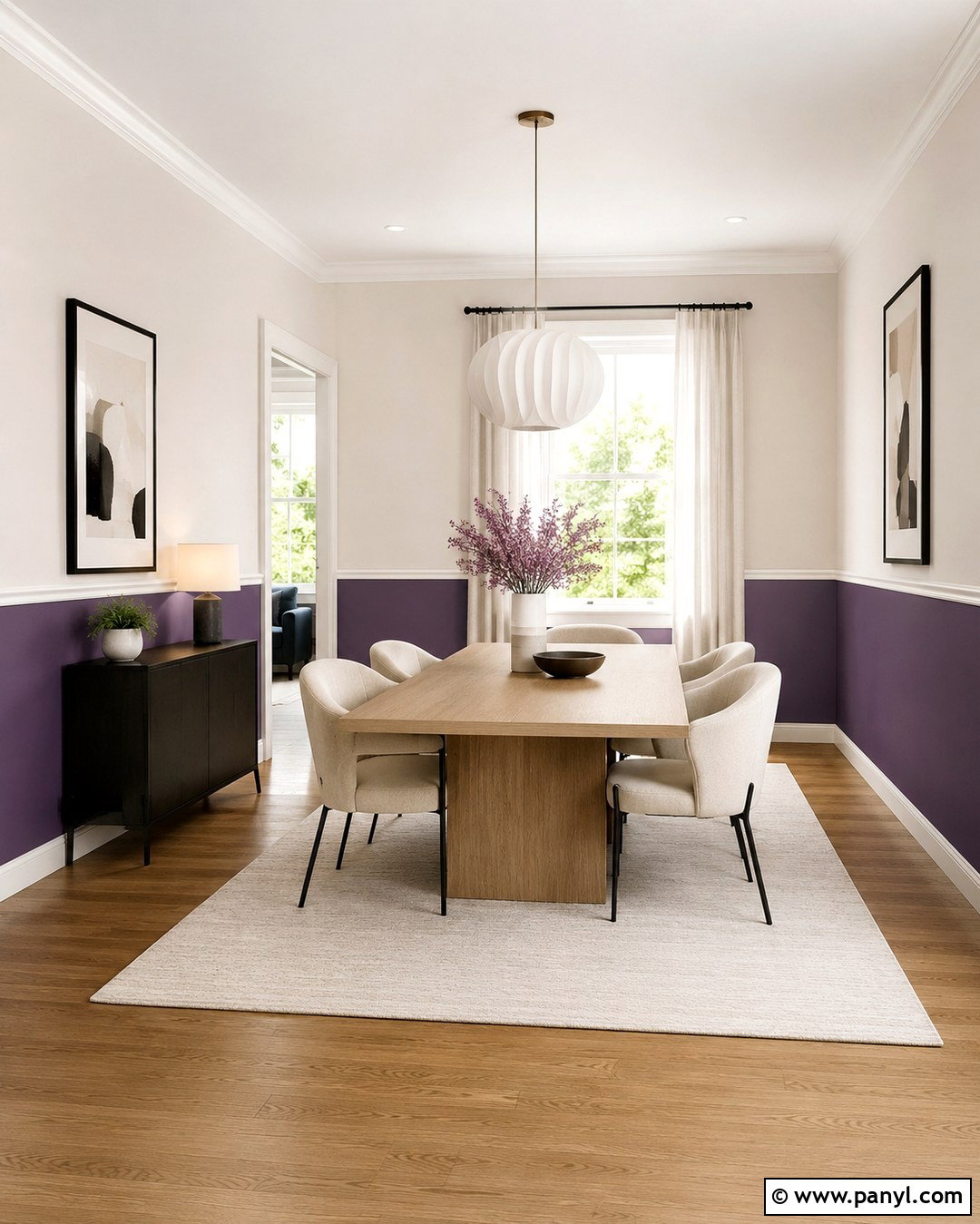 Violet And White Dining Room Walls - 20 Violet Color Wall Ideas
