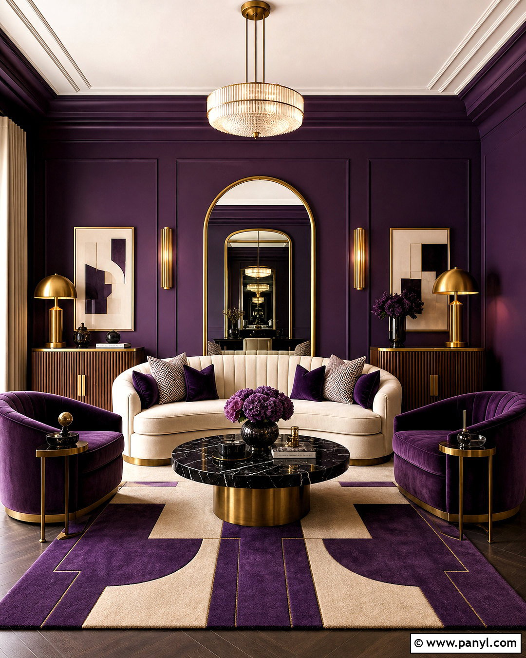 Violet Art Deco Living Room - 20 violet interior ideas