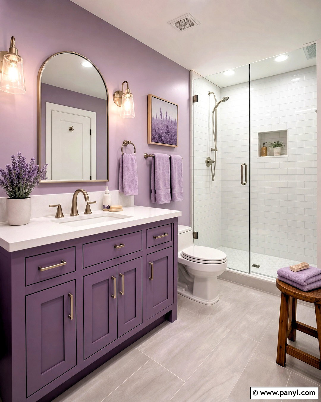 Violet Bathroom With White Tile - 20 violet interior ideas