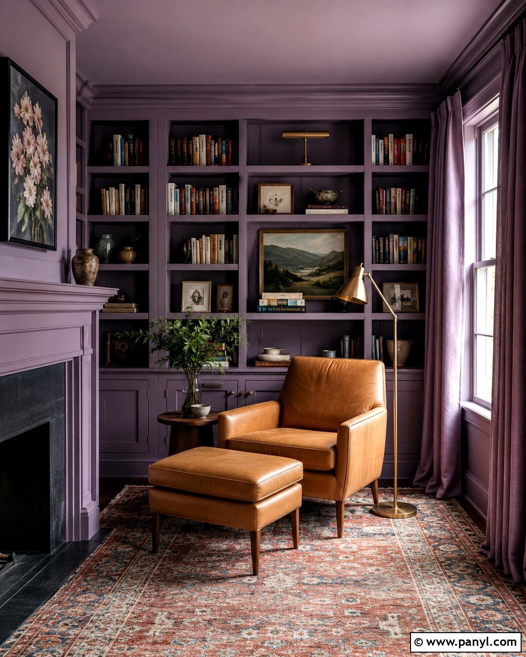 Violet Ceiling And Reading Room Walls - 20 Violet Color Wall Ideas