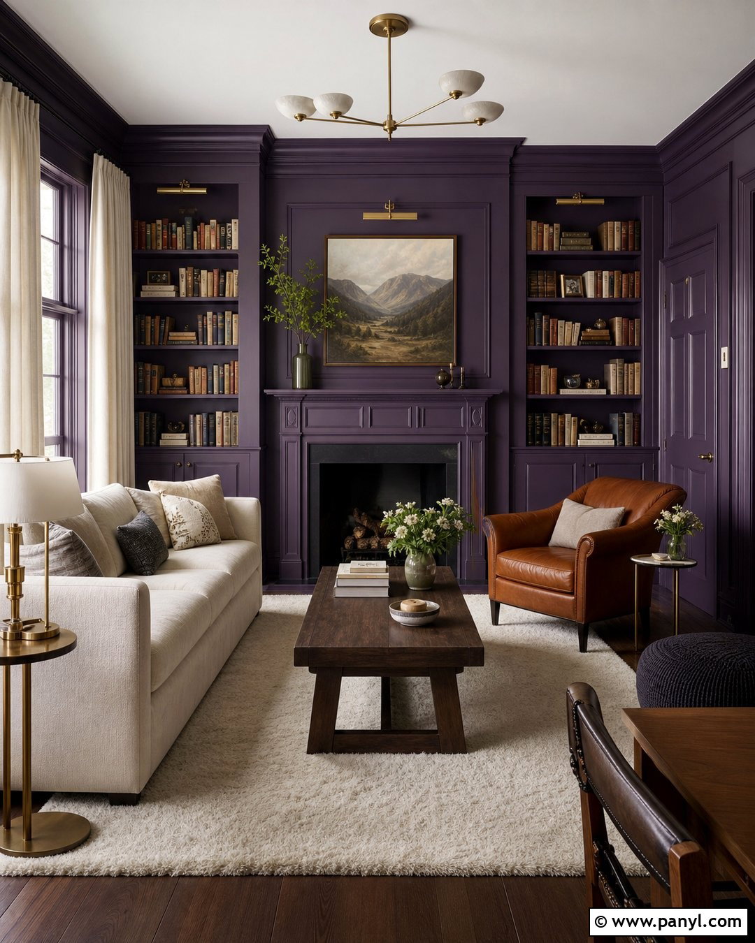 Violet Color Drenched Room - 30 violet wall ideas