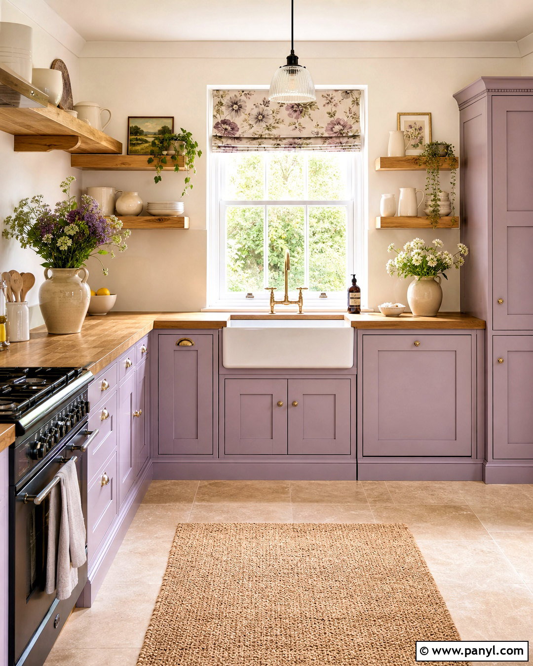 Violet Cottage Kitchen With Open Shelves - 20 violet kitchen ideas