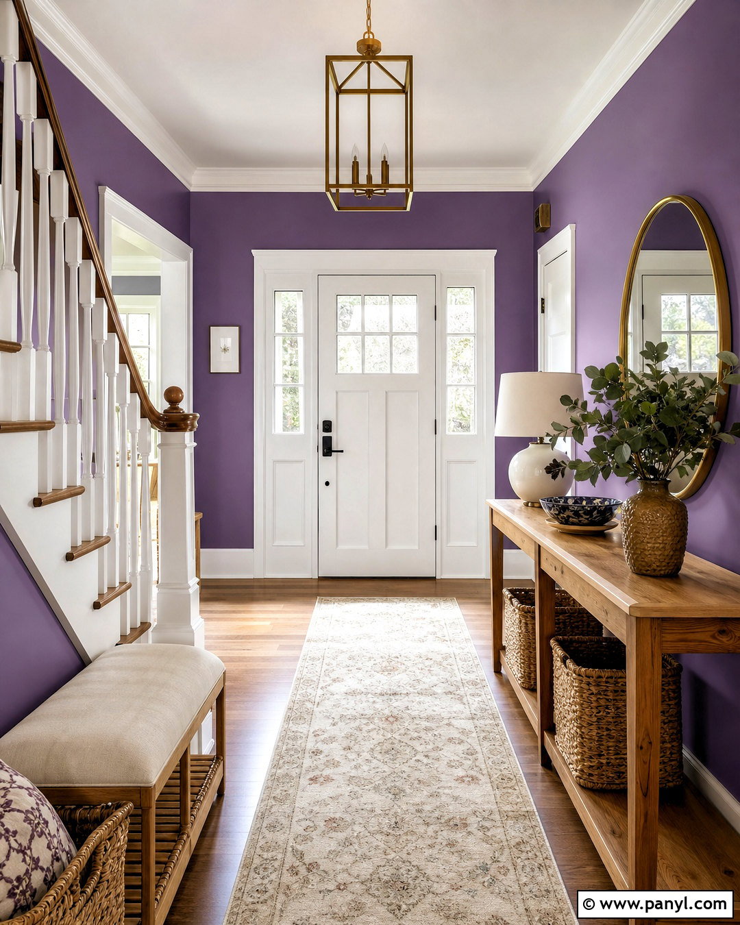 Violet Entryway With White Trim - 20 purple wall with white trim ideas