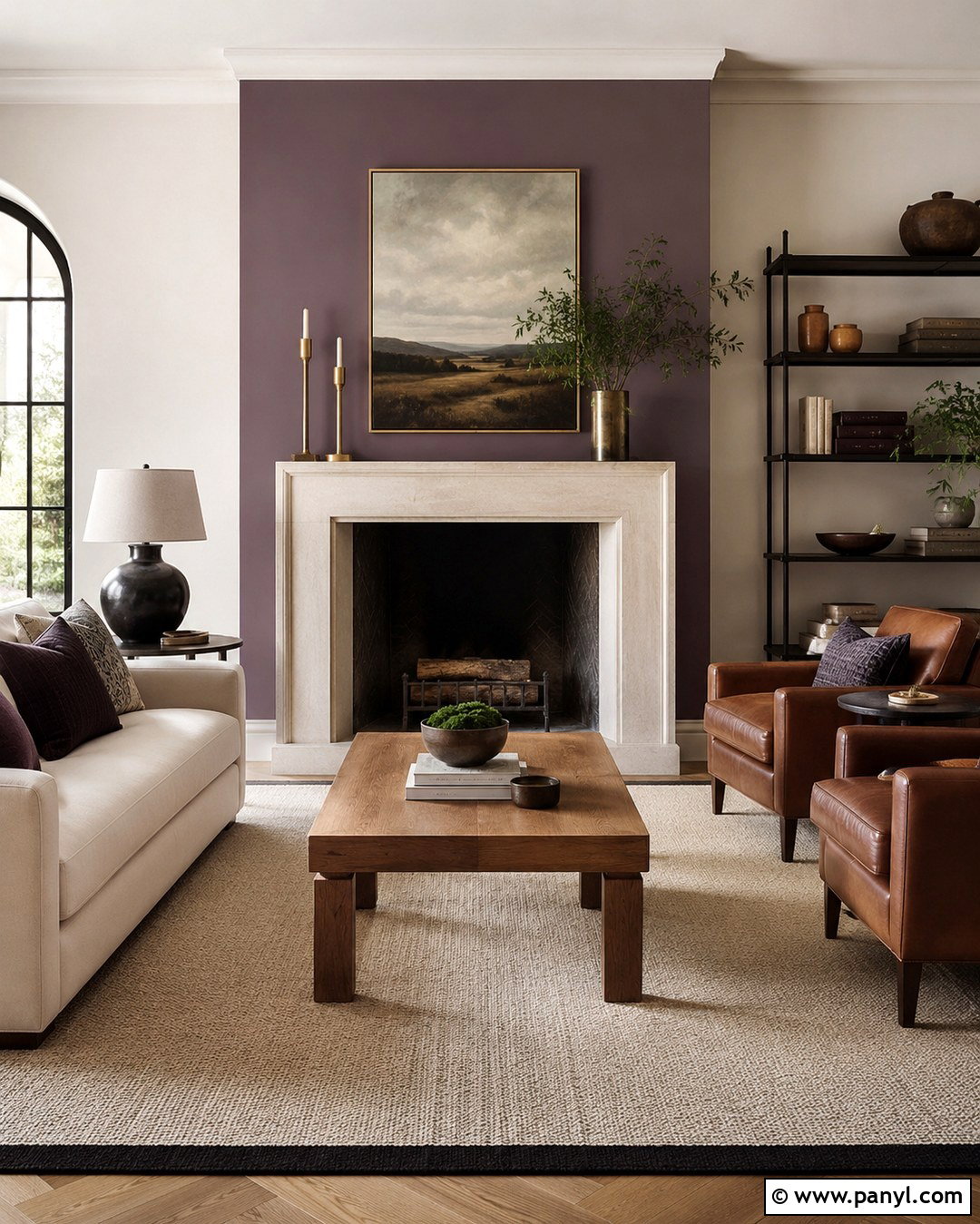 Violet Fireplace Accent Wall - 20 Violet Color Wall Ideas