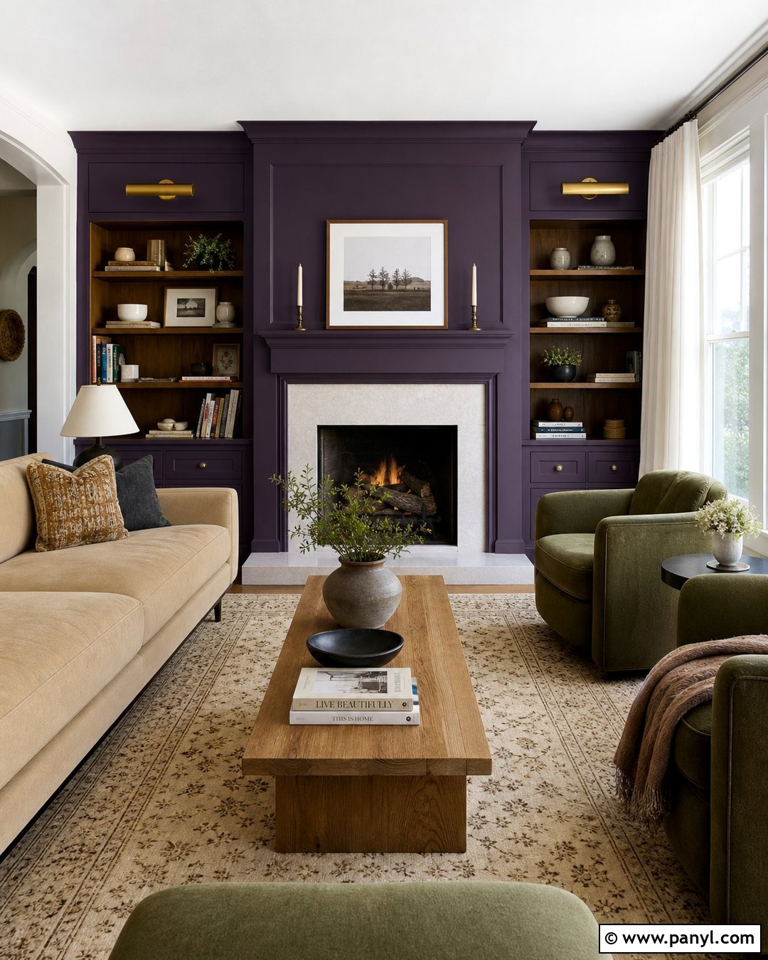 Violet Fireplace Wall - 30 violet wall ideas