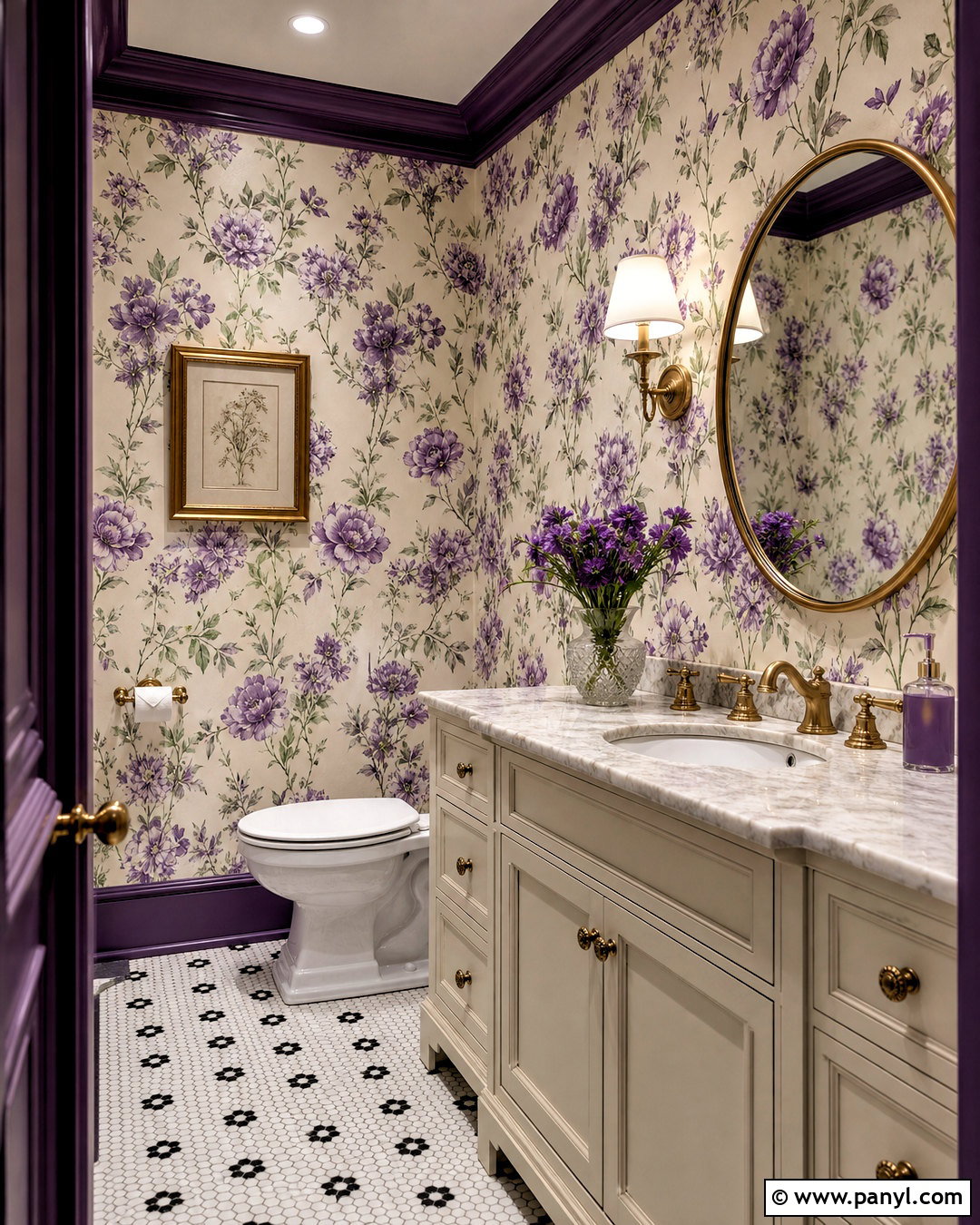 Violet Floral Wallpaper Bathroom - 20 violet bathroom ideas