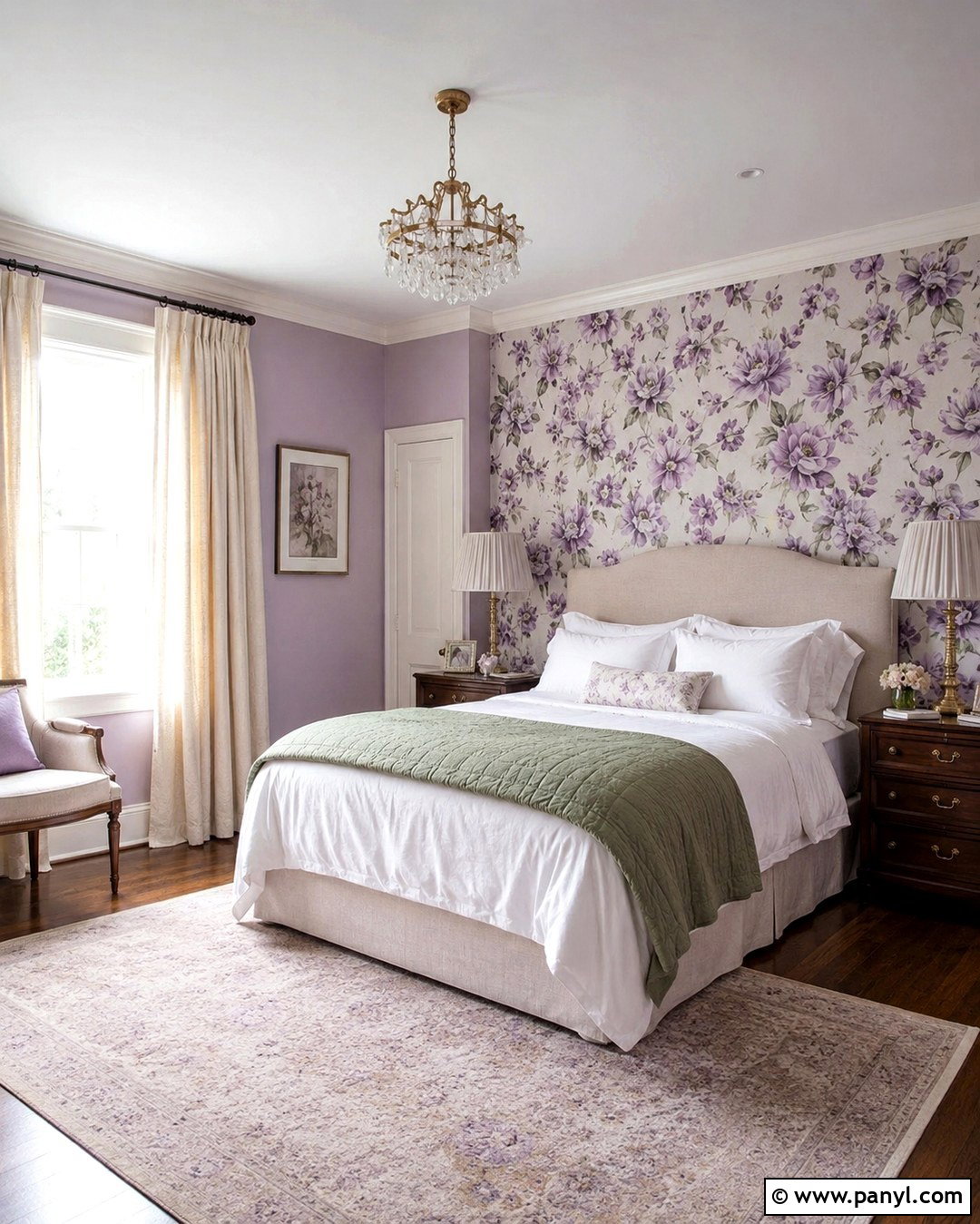 Violet Floral Wallpaper Bedroom - 20 Violet Color Wall Ideas