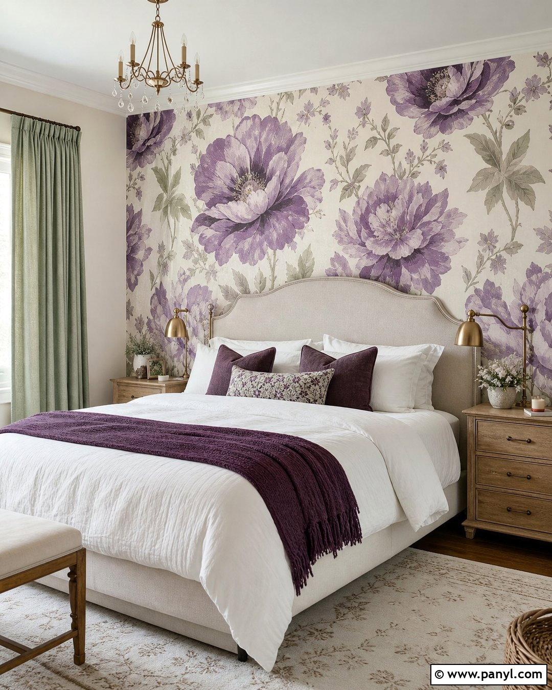 Violet Floral Wallpaper Wall - 30 violet wall ideas