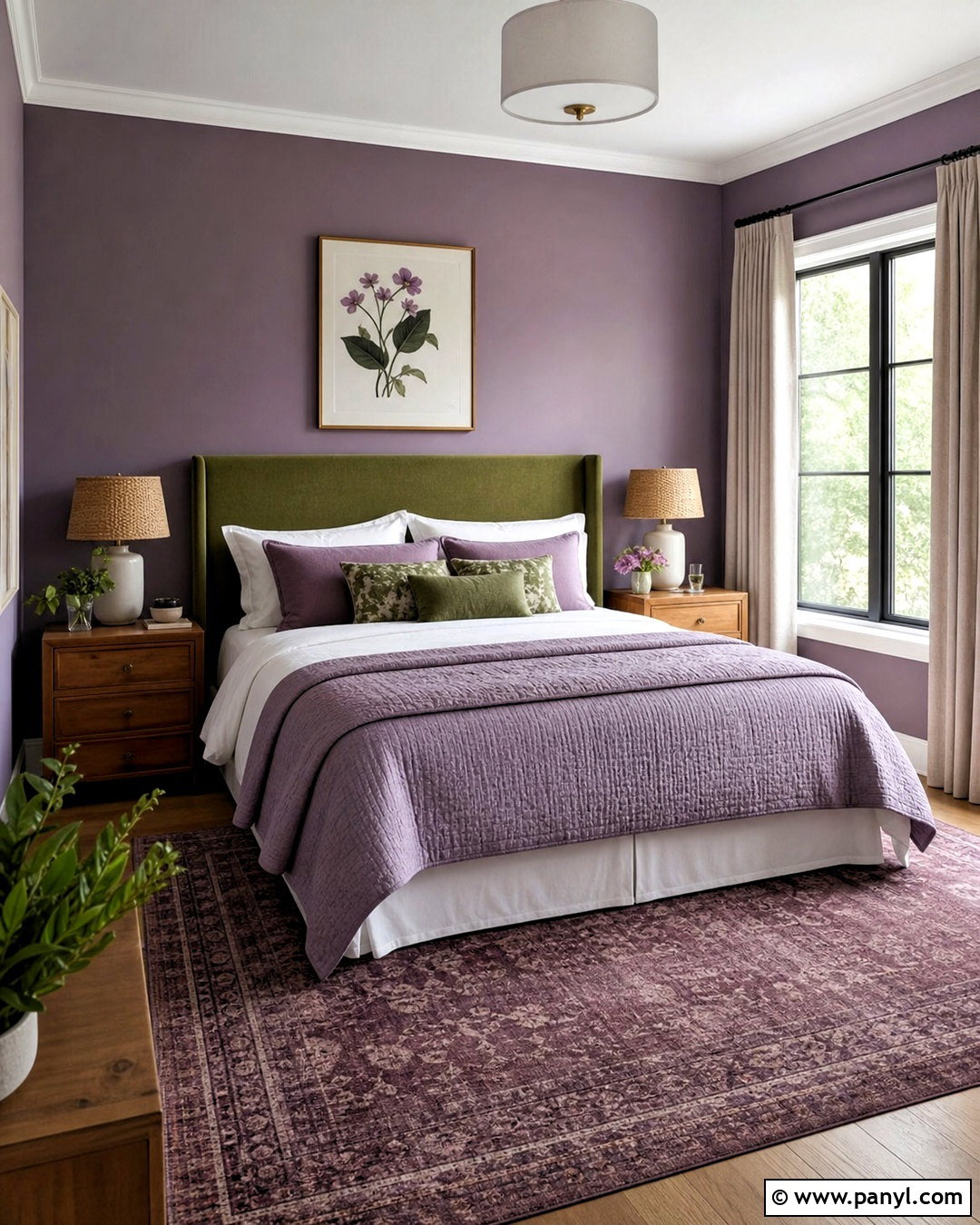 Violet Guest Bedroom With Green Accents - 20 violet interior ideas