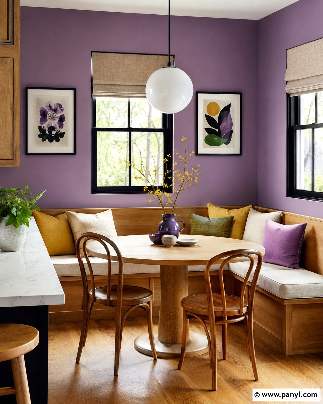 Violet Kitchen Breakfast Nook Walls - 20 Violet Color Wall Ideas