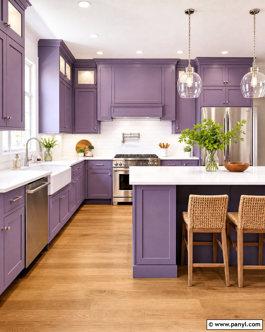 Violet Kitchen Cabinets With White Countertops - 20 violet kitchen ideas