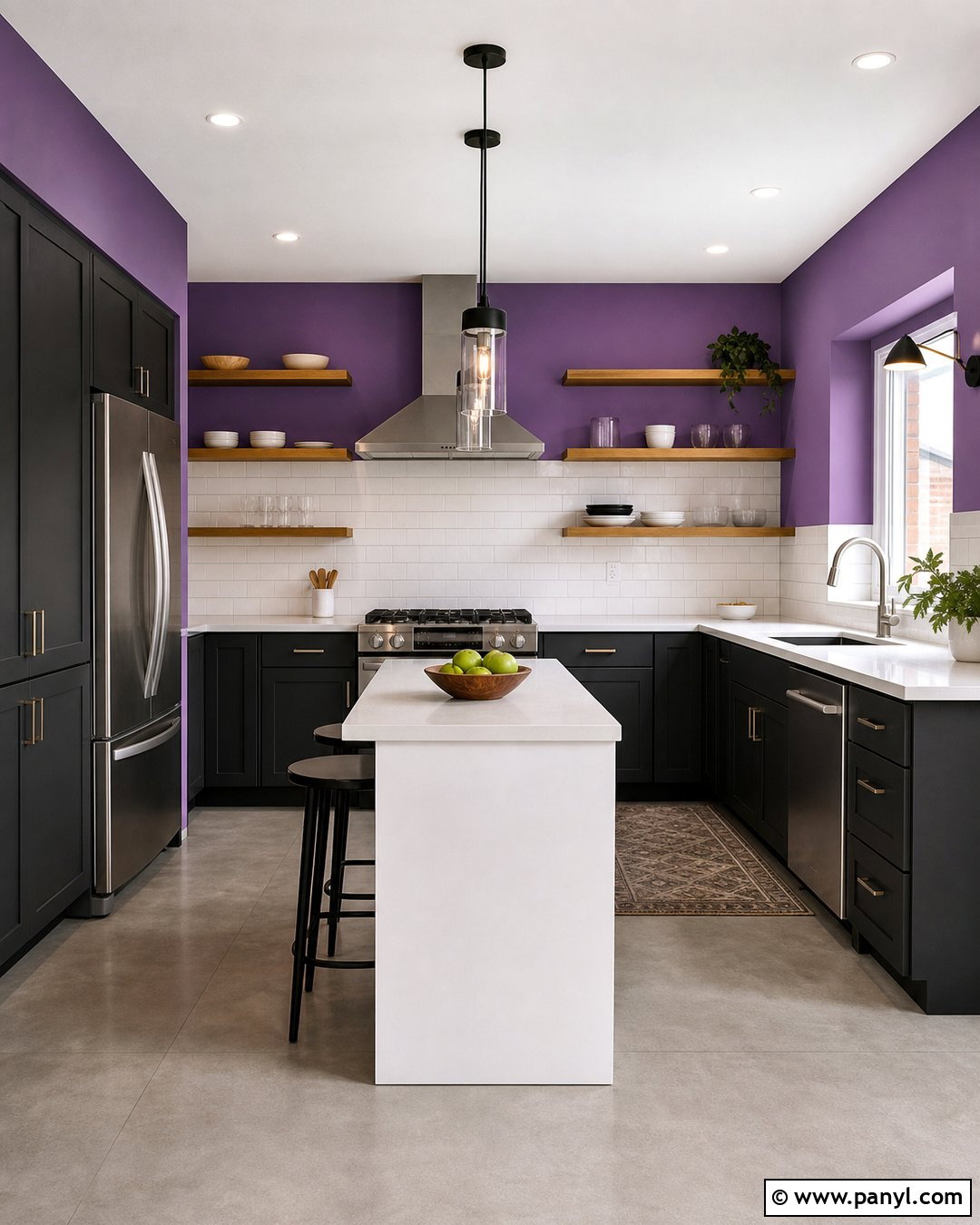 Violet Kitchen Walls With Black Cabinets - 35 purple kitchen walls